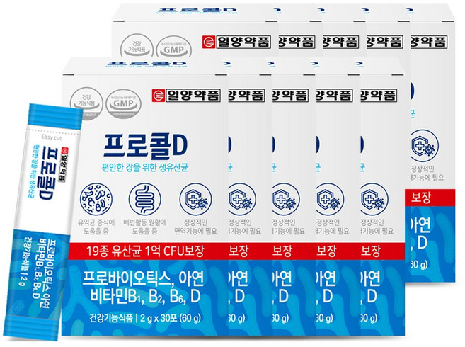 일양약품 프로콜D 유산균 콜라겐 비타민D 아연 10개월분 유니바이오, 60g