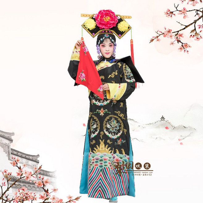 YAPOGI 새로운 프로모션 북경 오페라 의상 오페라 청나라 황후 의상 어깨 후크 골드 플래그 파이썬 YAPOGI