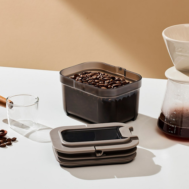 시노글라스 파우더 밀가루 분유 원터치 밀폐용기(전자레인지/식기세척기 사용가능/BPA FREE), 1개, 그레이, 500ml