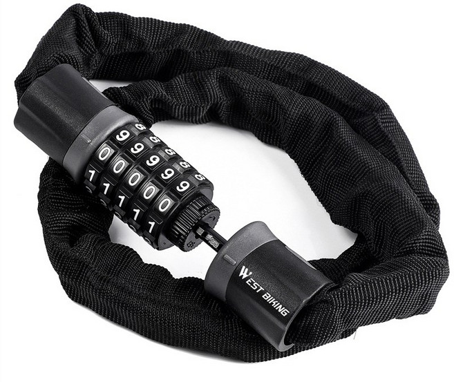 시그니처베이지 자전거 킥보드 섬유 스틸 자물쇠 번호키 도난방지 YPZ037, 1개, 1.5M