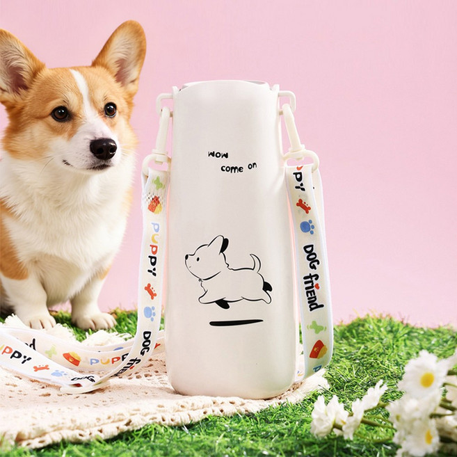 강아지 물통 550ML 강아지 물통 대용량 강아지 휴대용 물통 강아지 산책 물병 강아지 캠핑용품, 1개, White
