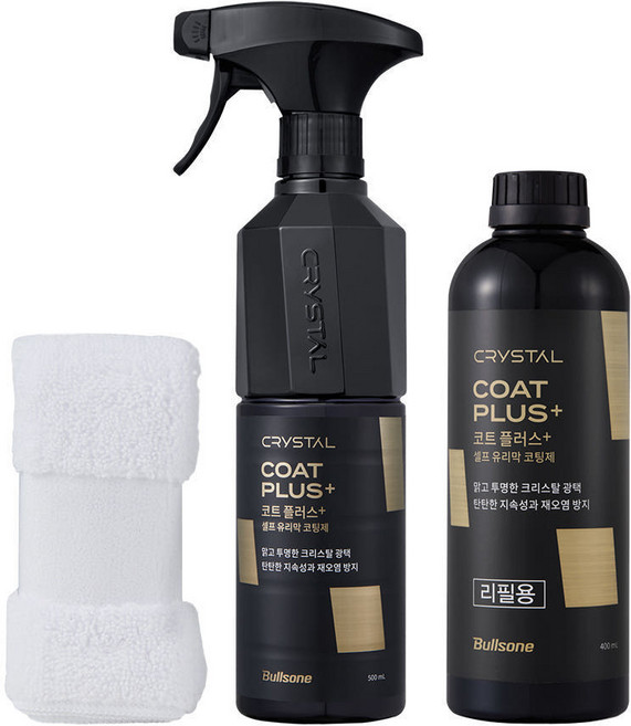 불스원뉴 크리스탈 코트플러스 광택제 500ml+리필 400ml+극세사융 207099, 불스원뉴 크리스탈 코트플러스 광택제 500ml+리필 4, 1