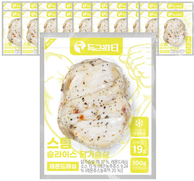 득근파티 슬라이스 닭가슴살 레몬드레싱, 20개, 100g