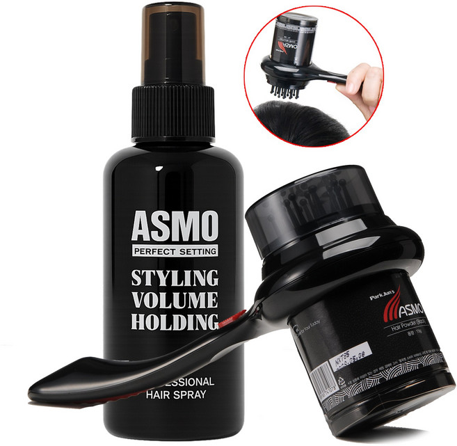 흑채 헤어파우더 세트 초보자도 티안나게 감쪽커버 여성흑채추천 남자증모제 탈모커버 헤어쿠션 홈쇼핑흑채, 파우더1p+미스트1p+타겟브러쉬, 1개, 브라운(자연갈색)