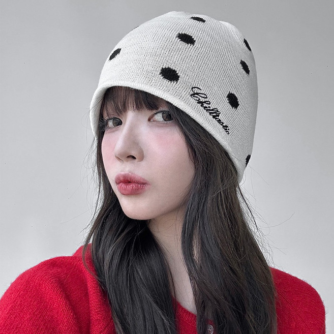 도트 레터링 니트 비니 남녀공용 숏 롱 비니 MH 2025