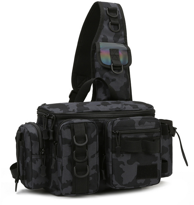 행운을파는낚시 밀리터리 보조가방 루어낚시 크로스백 슬링백, 블랙 밀리터리