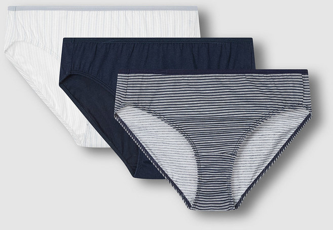 [JAJU/자주] 여 코튼 스트라이프 힙허거 팬티 3매_네이비