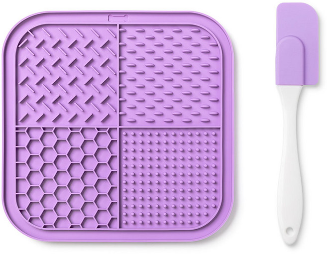 허그마이펫 반려동물 슬로우식기 실리콘 리킹매트, 1세트, 퍼플