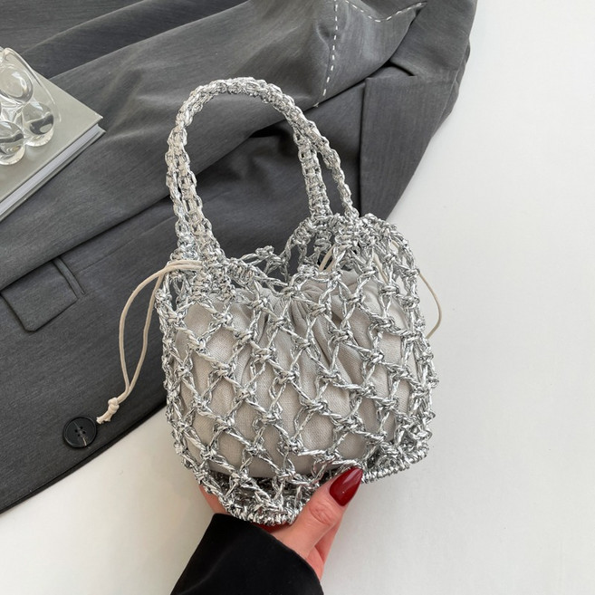 [SMTONE] 네트백 핸드메이드 뜨게 그물 니트백 휴양지 숄더백 복조리 글리터백