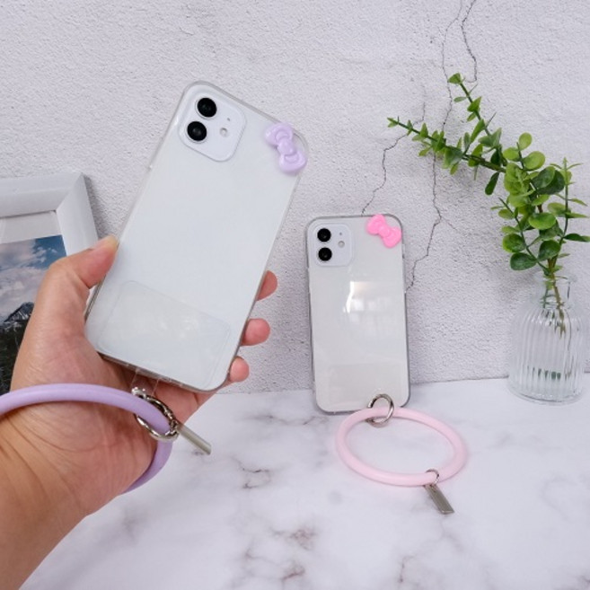 (판매중지)뉴욕마켓 아이폰 갤럭시 투명 젤하드 리본 링 고리 케이스