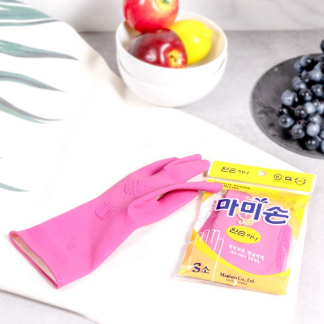 마미손 왼손 하나 고무장갑 대/중, 왼손 핑크, 중(M), 30개