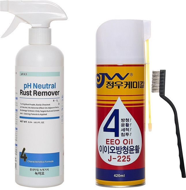 녹이요-프로 정우케미칼 녹제거제 다양한 금속의 녹제거 정밀부품녹제거 착색없고 냄새없는 녹제거제, 10%할인(녹이요500ml+이이오방청윤활), 1세트