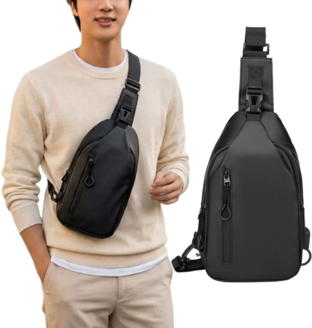 라이프토닉 남성 슬링백 여행용 미니 크로스백 생활방수 가벼운 휴대용 등산 러닝 보조가방