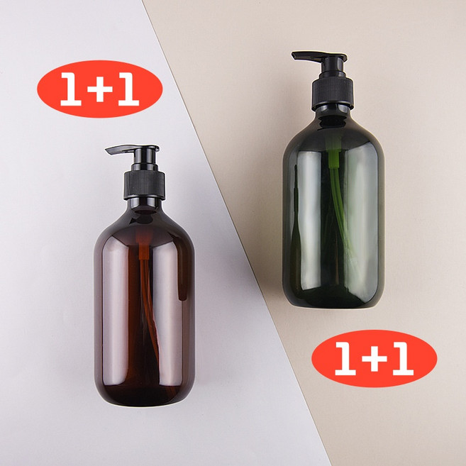 1+1 PET 펌프 공병 300ml 500ml 리필용 디스펜서 용기, 2개, 그린 300ml