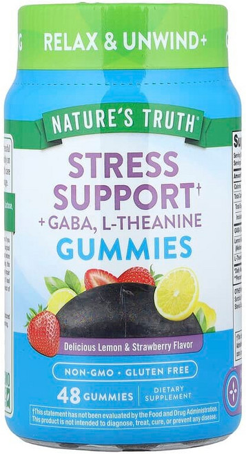 네이처스트루스 GABA L테아닌 구미젤리 Stress Support 레몬 딸기맛 48개, 네이처스 트루스, 스트레스 완화 + GABA, L-테아, 1, 48