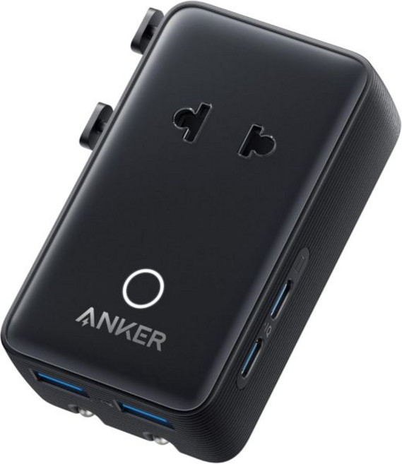 Anker 앵커 나노 여행용 어댑터 전 세계용 4개 USB 2개 C A 1개 AC 소켓 독일 미국 영국용 200개 이상의 국가에서 사용 가능 이상적입니다, black