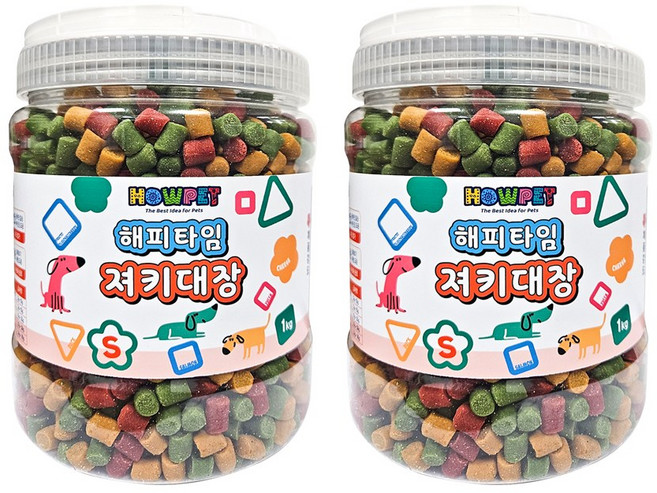 하우펫 해피타임 져키대장 S 1kg x 2개 가수분해 알러지 예방 강아지 노즈워크 칭찬간식 교육용 훈련용 황태져키 대용량, 져키S