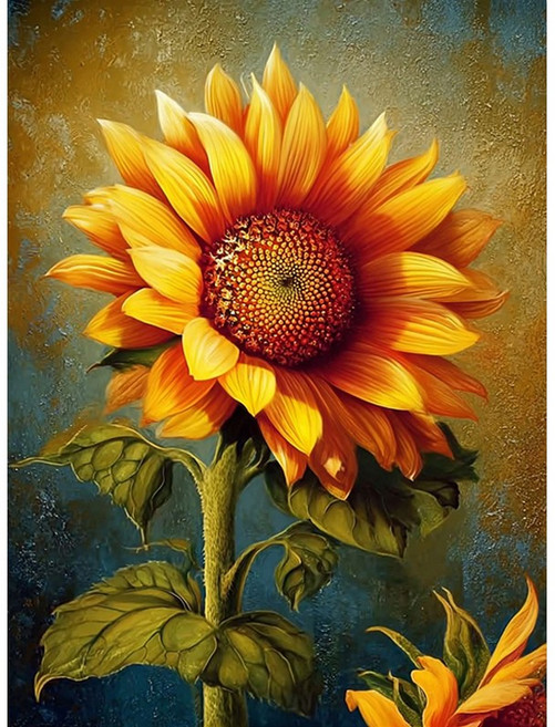 뉴타임즈 보석 자수 캔버스 타입 40X50cm 액자 포함 다이아몬드 그림 홈 인테리어 수공예 애호가 풍경화 동식물 특별한 선물, 1개, 해바라기 00376