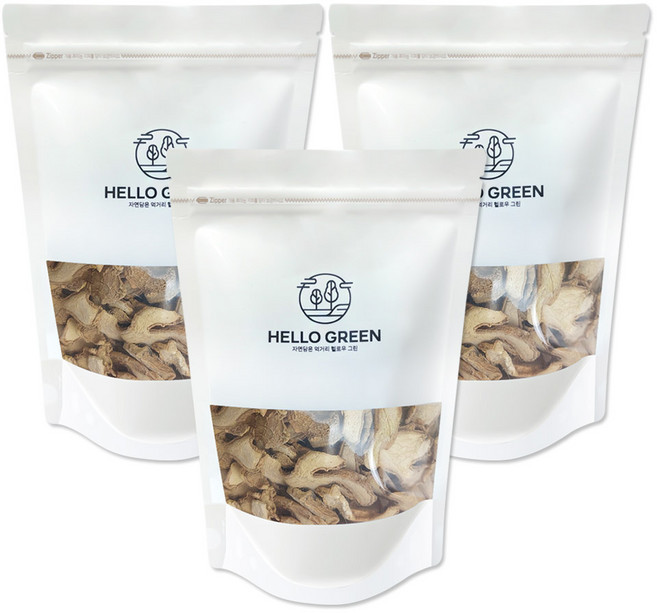 헬로우그린 수입 말린 생강 건강 건생강 (팩), 3개, 300g