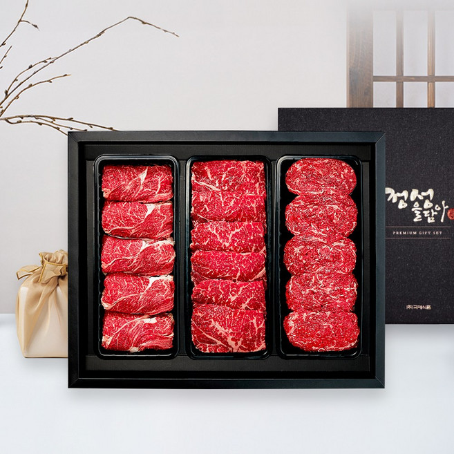 1+등급 한우정성 선물세트 3호(등심800g 채끝800g 불고기800g), 1개