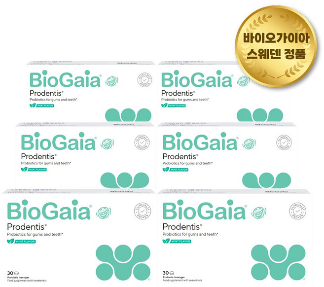 바이오가이아 프로덴티스 로젠지 구강 유산균 민트맛 30정 6개 세트 (유통기한 27년 12월)