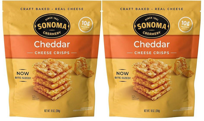 Sonoma Creamery - 치즈 크리스프 파마산 | 맛있는 스낵 | 고단백 | 저탄수화물 | 글루텐 프리 | 케토 친화적 63.8g(2.25온스) (6팩), 체다 치즈