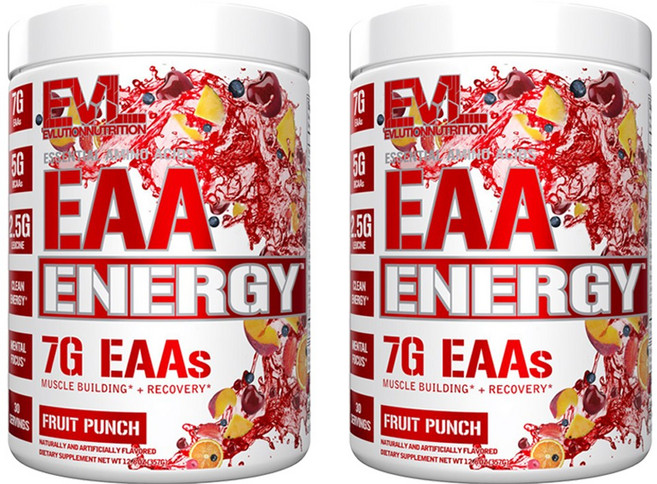 EVLUTIONNUTRITION EAA 에너지 필수아미노산 프루트 펀치 맛, 2개, 357g