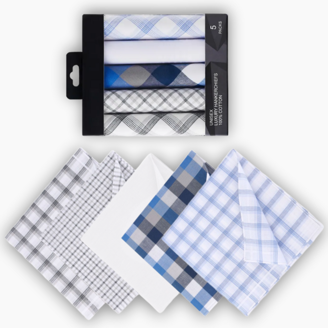 남자손수건 순면 체크무늬 남성 5종세트