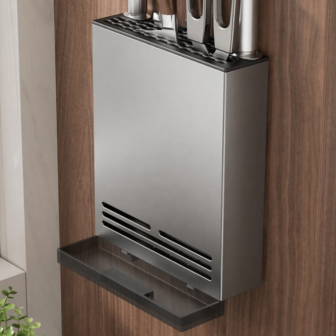 드루프 중식도 보관 부착식 칼꽂이, 1개, 메탈 그레이