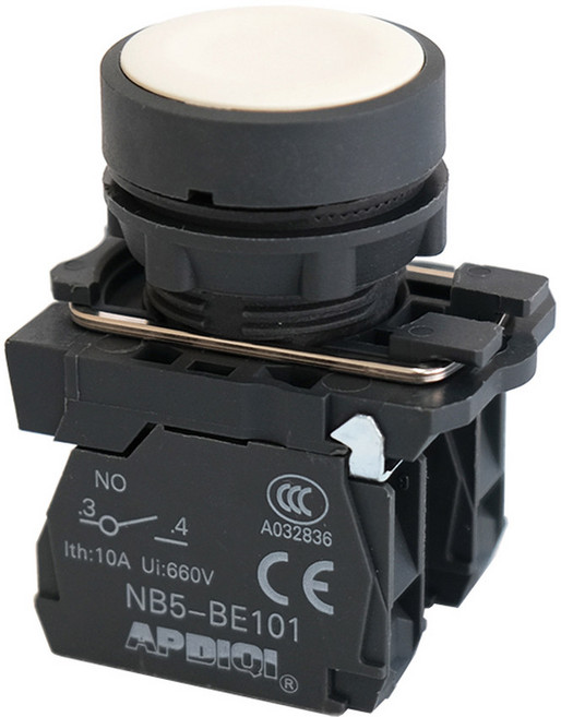 평상시 빨간색 NO 노란색 1PCS 버튼 순간 시작 22MM ZB5 녹색 중지 플라스틱 재시작 XB5 스위치 전원 AA31 열림 NC 누름, 03 WHITE, 03 1NC, 01 CHINA, 1개