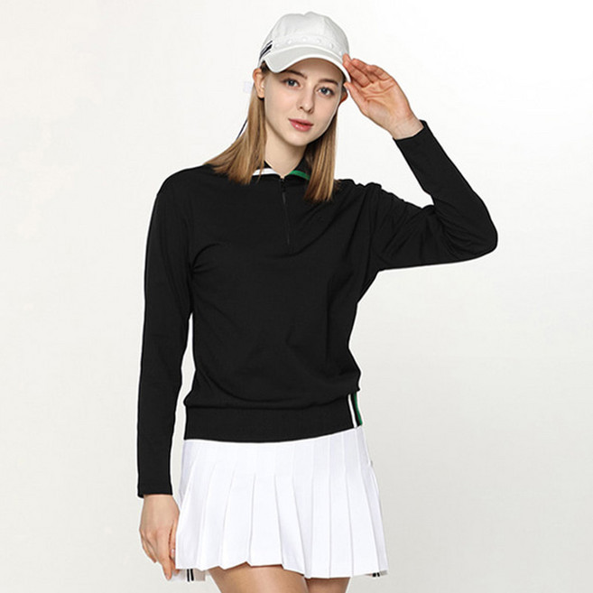 (여성)츄리링 반집업 에리 배색 티셔츠_HE1WTS005