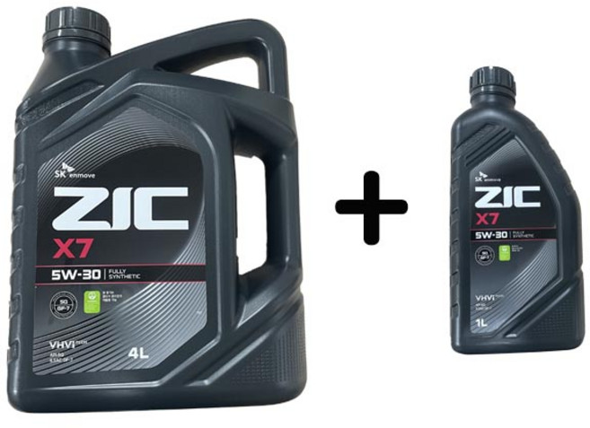 4위 - ZIC X7 5W30 SQ 4L 1개 + 1L 가솔린 엔진오일, 지크 X7 5W30 4L 1개+1L 1개