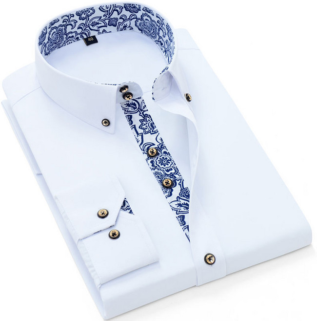 Yanrz 남자 비즈니스 셔츠 긴팔 슬림 정장 화이트 남방