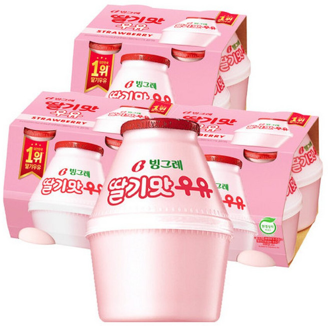 빙그레 딸기맛 단지우유 240ml 12개