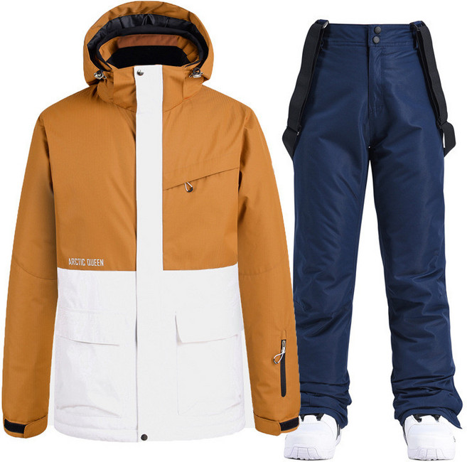 여성 스키복세트 여자 스노우 보드복 방한방풍 상하의, 1개, 맥백 상의+다크 블루 바지 XL