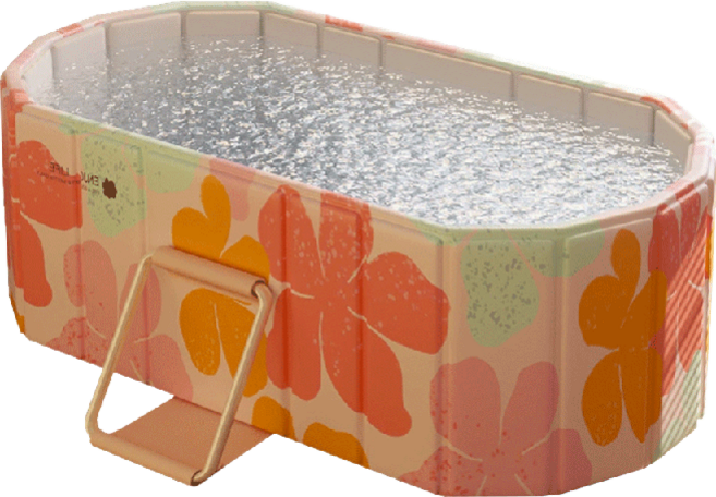 ENJOY LIFE 可折疊泡澡桶 50cm加高設計大空間沐浴桶, 免安裝密度板加長1.2朵櫻, 1個