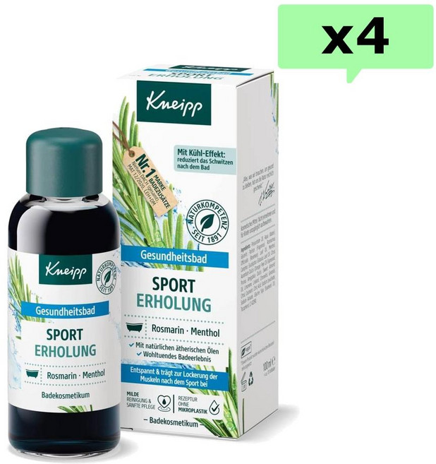 크나이프 스포트 에홀룽 헬스 배스 바스 오일 로즈마리 멘톨 에센셜 오일 함유 100ml 4개 (독일) Kneipp Sport erholung Health Bath Oil with