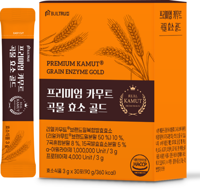 빌트루 프리미엄 카무트 곡물 효소 골드 HACCP 인증 100만 역가 30포, 90g, 1박스