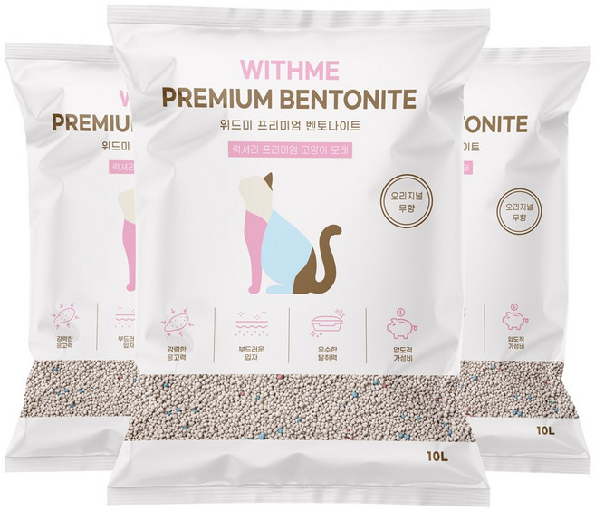 위드미 프리미엄 벤토나이트 고양이 모래 (총 18kg), 무향, 3개, 6kg