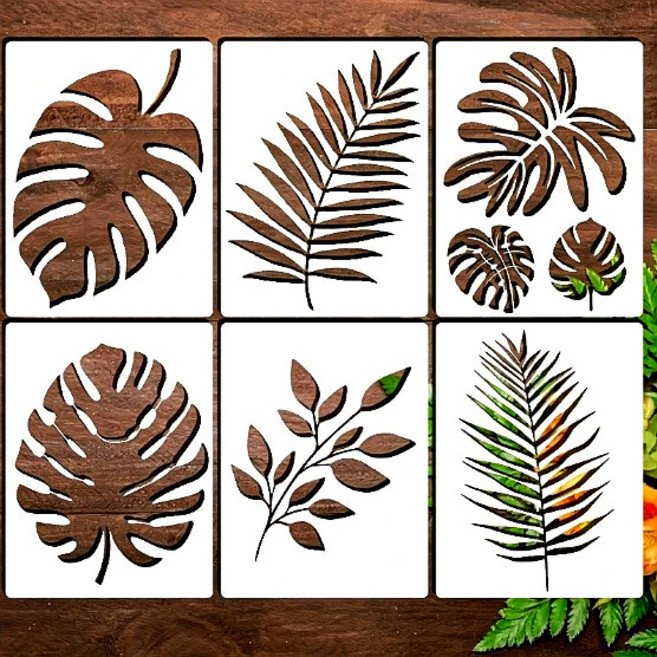 제니미엘 DIY 스텐실 도안 나뭇잎 낙엽 단풍잎 식물 몬스테라 스텐실 도안 벽화 가구 리폼 미술 도구, 1개