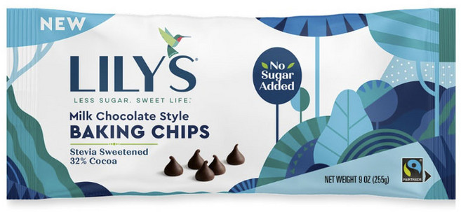 릴리스 밀크 초콜릿 스타일 베이킹 칩 스테비아 스위튼드 32 % 코코아, 1개