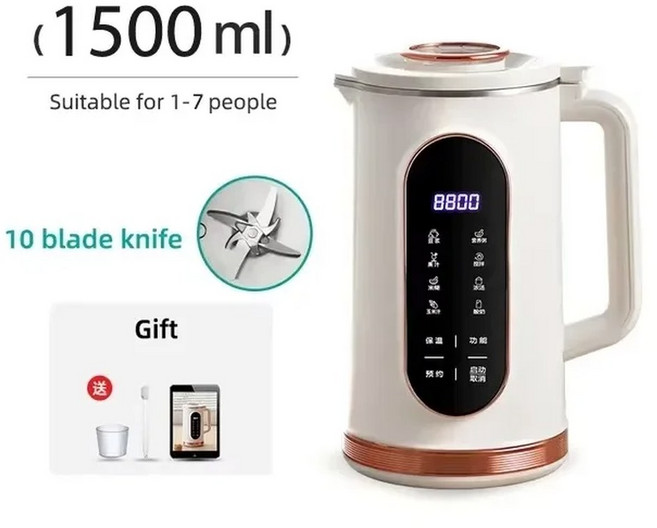 전기 두유 벽 깨는 기계 304 스테인레스 스틸 10 잎 블레이드 Juicer 블렌더 믹서 제조기, EU, EU