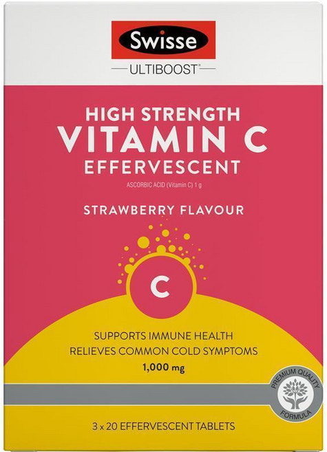 호주 스위스 Swisse Vitamin C Effervescence 하이 스트렝스 비타민C 발포정, 1개, 60정