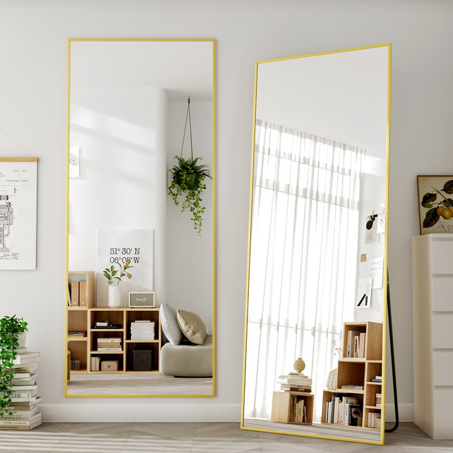 뷰티피크 직사각형 전신거울 3in1 스탠드 벽걸이 거치형 강화안전유리 600*1650, 골드