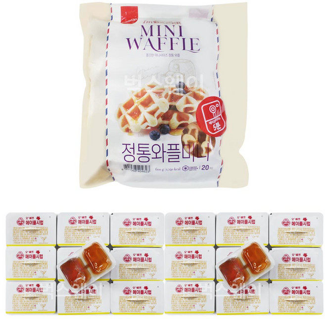 삼립 미니 와플 1개+일회용 메이플시럽 20개 세트, 1개, 600g