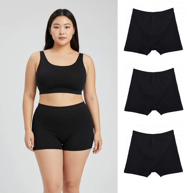 여성빅사이즈사각팬티 면100% 여성용 순면 트렁크 팬티 3종 세트 여성팬티