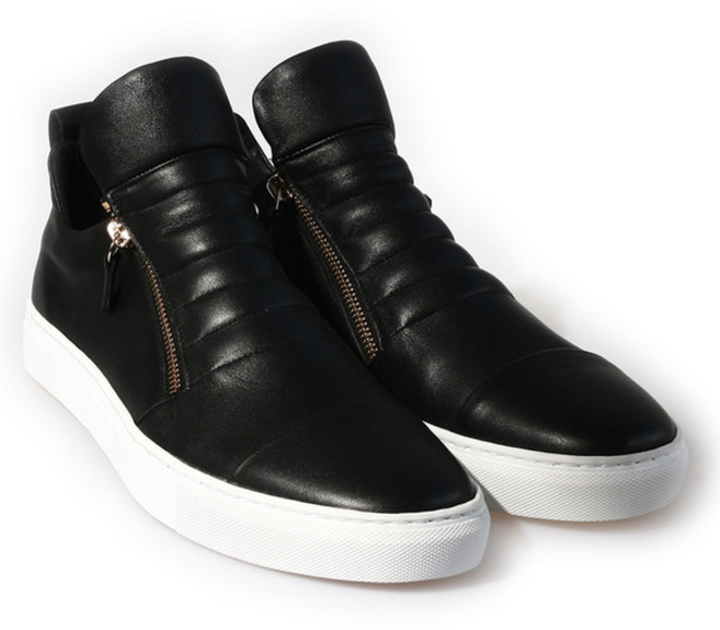 RHJ-57-96-BL 블랙 캐쥬얼 스니커즈 소가죽 남성수제화 반부츠 해피슈즈