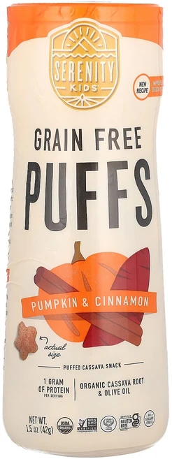 Serenity Kids 곡물 무함유 퍼프 펌킨 앤 시나몬 43g(1.5oz), SerenityKids곡물무함유퍼프펌킨앤시나몬43g15, 42g, 1개 - 쿠팡