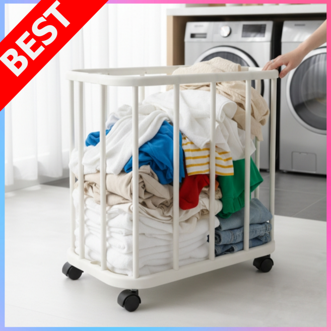 모브아일 부피절약 다용도 이동형 무빙 수납 바스켓 빨래바구니