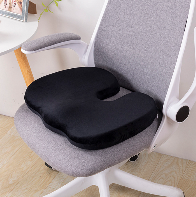 FINE ART 기능성방석 치질방석 자세교정 메모리폼 장시간 꼬리뼈 방석, 블랙